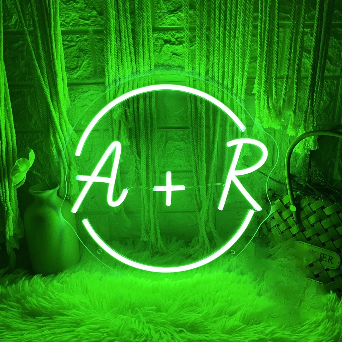 Initials Neon Sign Wedding Heart With Initials Neon Personalized Wedding Backdrop Home Wall Decor Gift For Couple