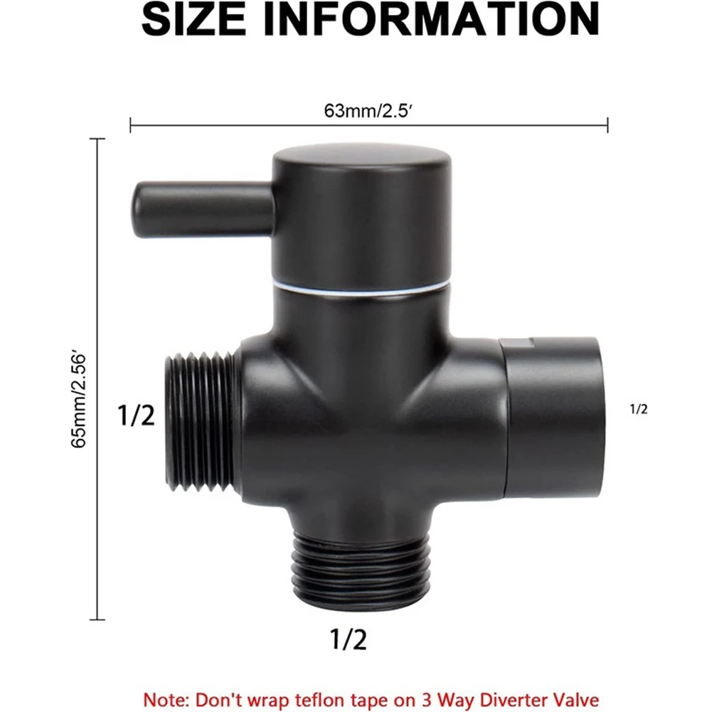 G1/2 Inch 3 Way Brass Diverter Valve T-adapter Converter For Shower Water Tap Connector Bathroom Faucet Water Separator