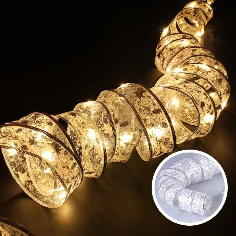 Festive LED Ribbon Fairy Lights Christmas Tree Ornaments