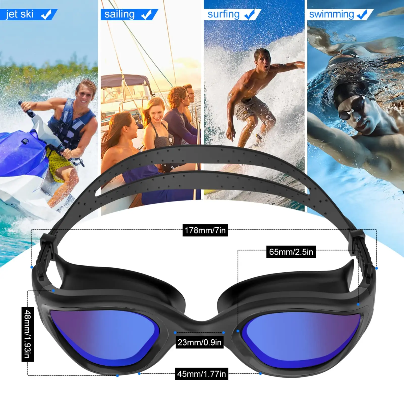 Win.Max Polarized Swimming Goggles Swim Pool Goggles Anti Fog Anti UV No Leakage Clear Vision for Men Women Adults Teenagers