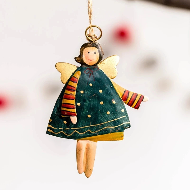 Christmas Pendant Metal Painted Santa Claus Xmas Tree Drop Ornaments Decorations for Home Kids Toys Gift Xmas New Year