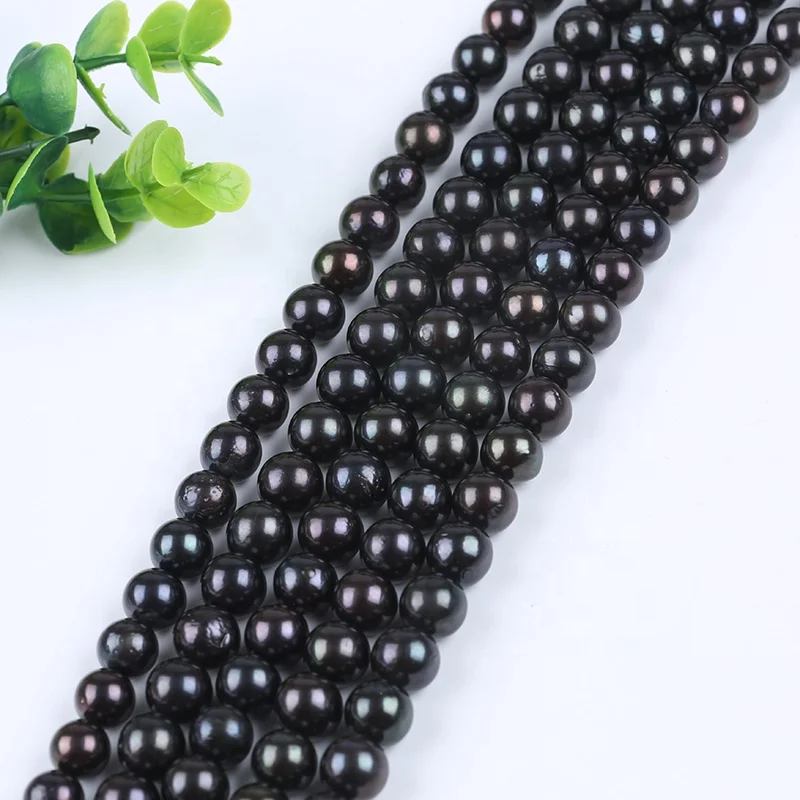 

Wholesale 10-12mm Dyed Black Color Edison Round Loose Freshwater Pearls Strand