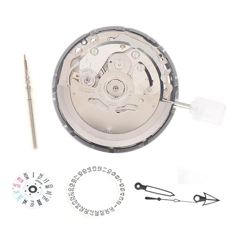 

NH35/NH35A Movement+Movement Handle+Needle+Week Dial+Calendar Dial Kit High Accuracy Automatic Mechanical Watch Movement Kits