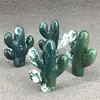 Natural Crystal Healing Stone Green Plant Moss Agate Cacti Crystal Point Moss Agate Crystal For Garden Decoration 1pcs 1