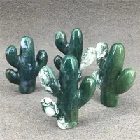 Natural Crystal Healing Stone Green Plant Moss Agate Cacti Crystal Point Moss Agate Crystal For Garden Decoration 1pcs 1