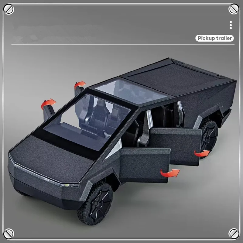 1/32 Cyber zabawkowa ciężarówka Pickup aluminiowy Model samochodu odstawia samochody terenowe Model samochodu ciężarowego światło dźwiękowe zabawki dla dzieci prezent z walizką