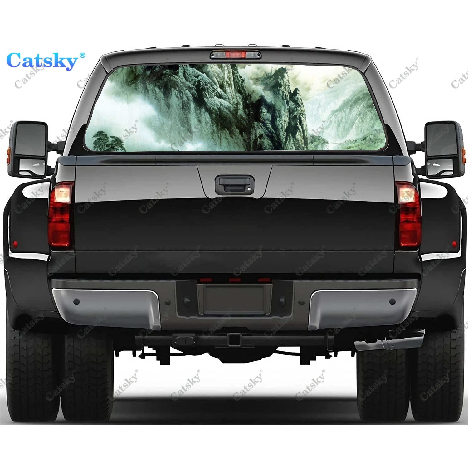 

Chinese Ink Painting Rear Window Automotive Decals and Graphics Rear Window Decals for Trucks, Car Window Decal Sticker Vinyl