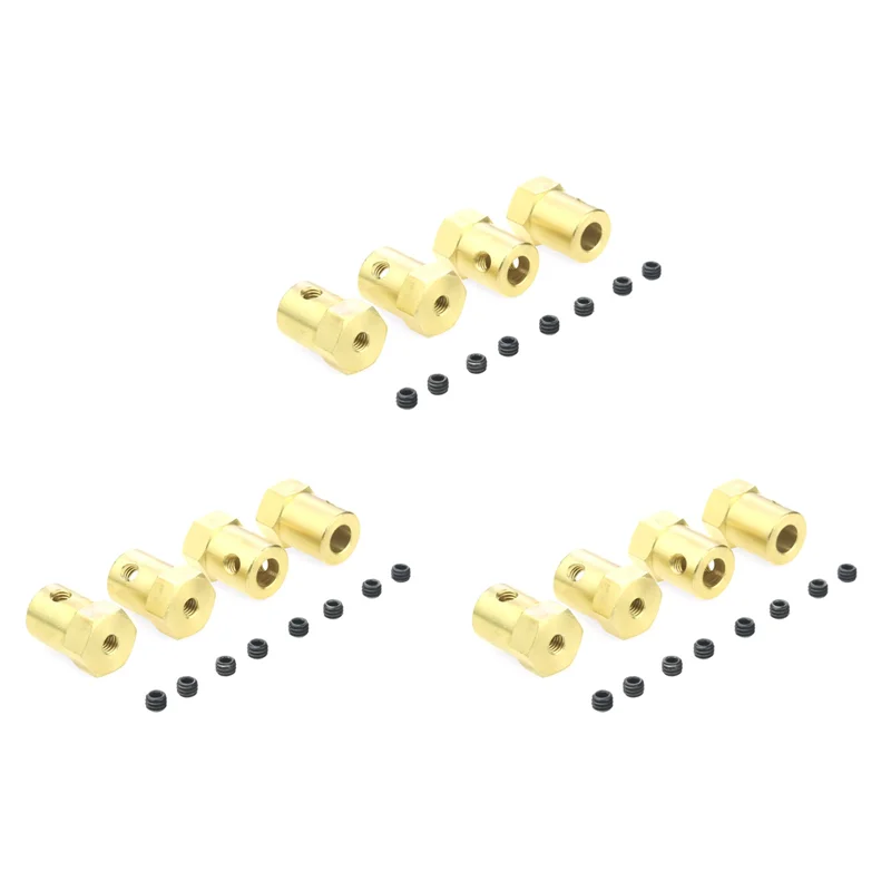 12개 5mm12mm 황동 콤바이너 휠 허브 육각 어댑터 (WPL B14 B16 C14 C24 MN D90 D91 MN99S RC카 업그레이드 부품-AB01)