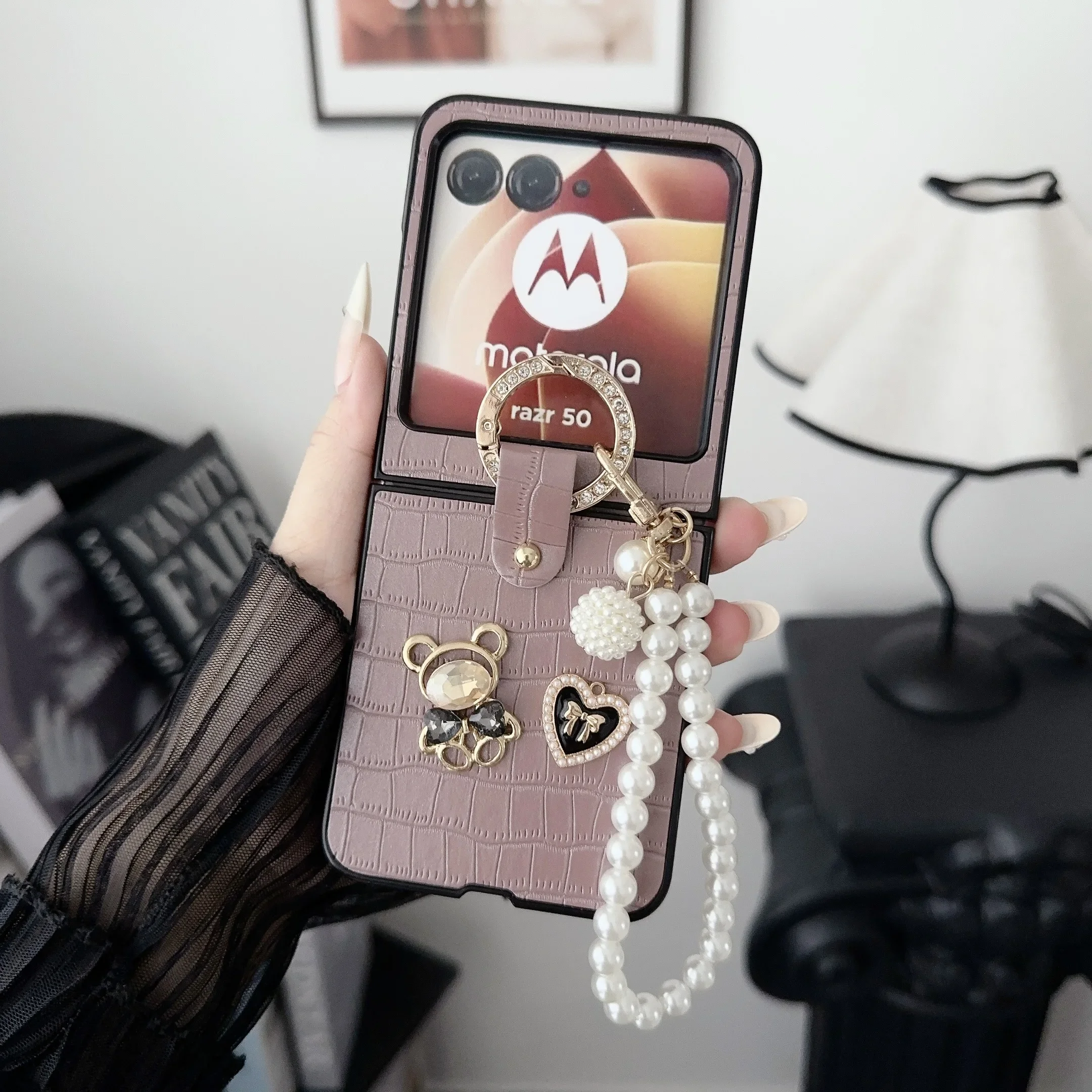 Luxury Faux Leather Lanyard Folding Shockproof Protective Hard Case Cover