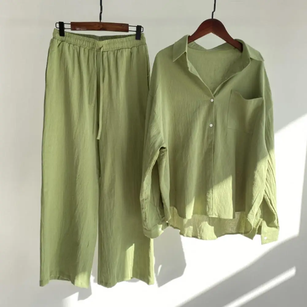 Cotton and Linen Women's Two Pieces Set Vintage Oversize 2022 Women's