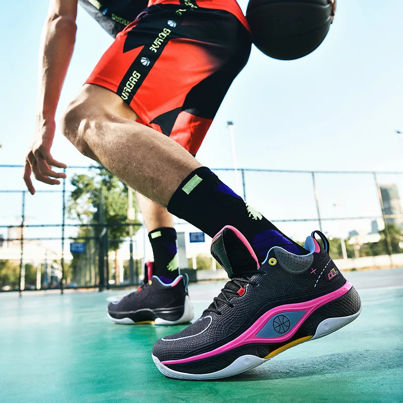 High Quality Men's Basketball Shoes Fluorescent High Top Casual Sports Shoes Man Breathable Platform Basketball Sneakers For Men