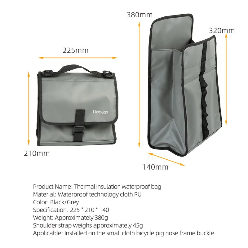 Borsa da manubrio Heasygo 2505 a sgancio rapido, borsa termica da tubo anteriore installata con PigNose per bici pieghevole Brompton - immagine 3