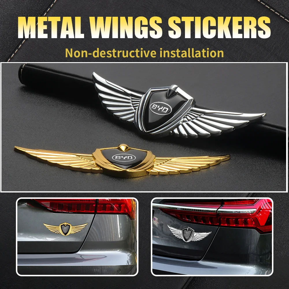 

1 piece 3D Metal Wings Car Styling Side Mark Window Body Sticker Decals For BYD I3 S7 G3 F3 S6 F0 E5 E6 M6 G5 BMW M