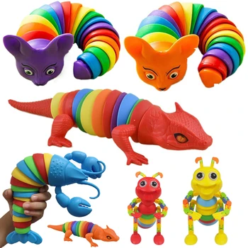 2025 New Fidget Slug Toy for children  3D Colorful Sensory Slug Relieves Fun Decompression Toy Creative Twist Fox/Ant/Fidget Toy