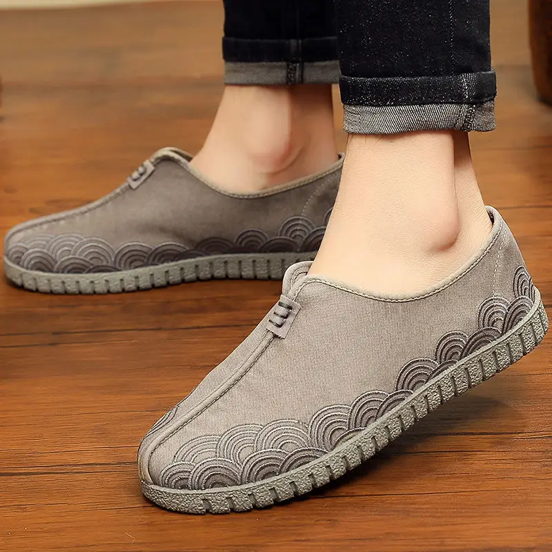 Vintage embroidery Kungfu Shoes Chinese Traditional Wushu Tai Chi Old Beijing Wing Chun Martial Art Sneakers