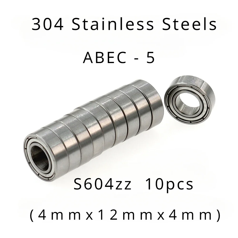 

Veekaft High Performance 304 Stainless Steels ABEC-5 Deep Groove Ball Bearings - S604zz 4mmx12mmx4mm of 10pcs