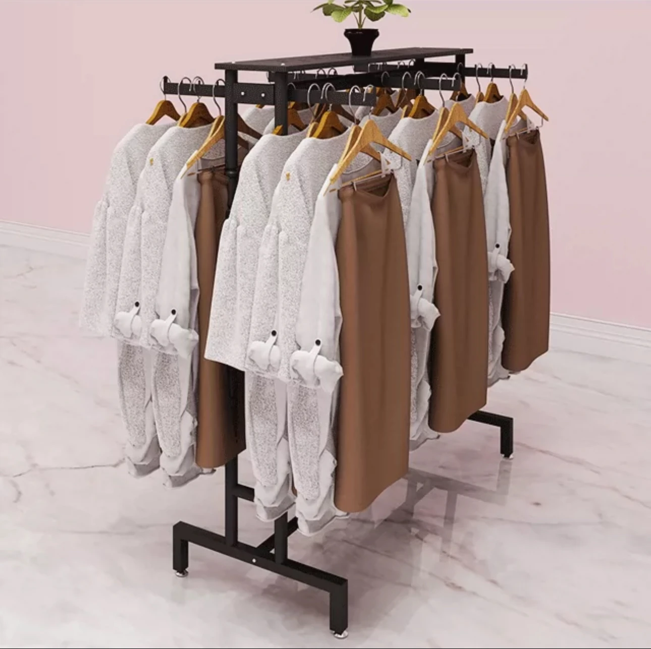 

Clothing store double-sided hanging clothes rack in the island shelf for children's wear