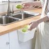 Cubo de basura montado en la pared para cocina y hogar, organizador colgante cuadrado para puerta de armario, cubo de basura de escritorio de plástico, cesta colgante para carrito móvil