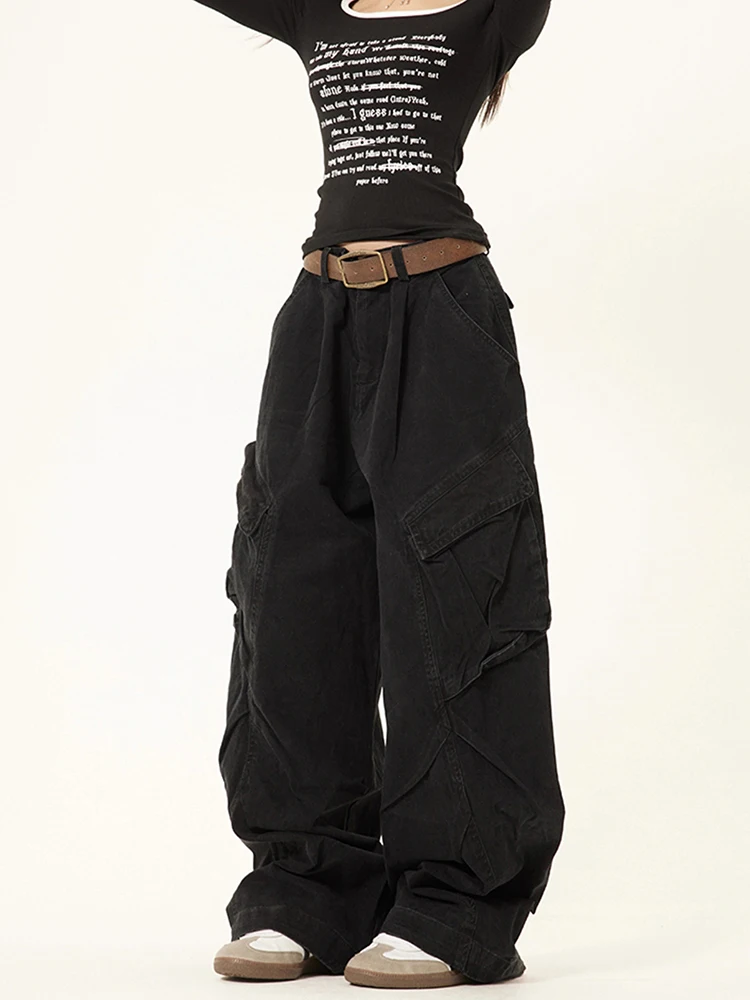 2024 Primavera Nuovi Jeans Cargo American Street Style Pantaloni Cargo Larghi Donna Jeans A Gamba Larga Multitasche