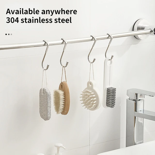 Crochet Double en Forme de S en Acier Inoxydable 304, Porte d'Armoire de Cuisine, Type Argenté, Cintre de Rangement pour Manteau et Serviettes 6