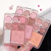 Heart-shaped 8-color eyeshadow tray with blush highlight - matte, glitter, high-gloss effect - pink, berry, brown, tone 3