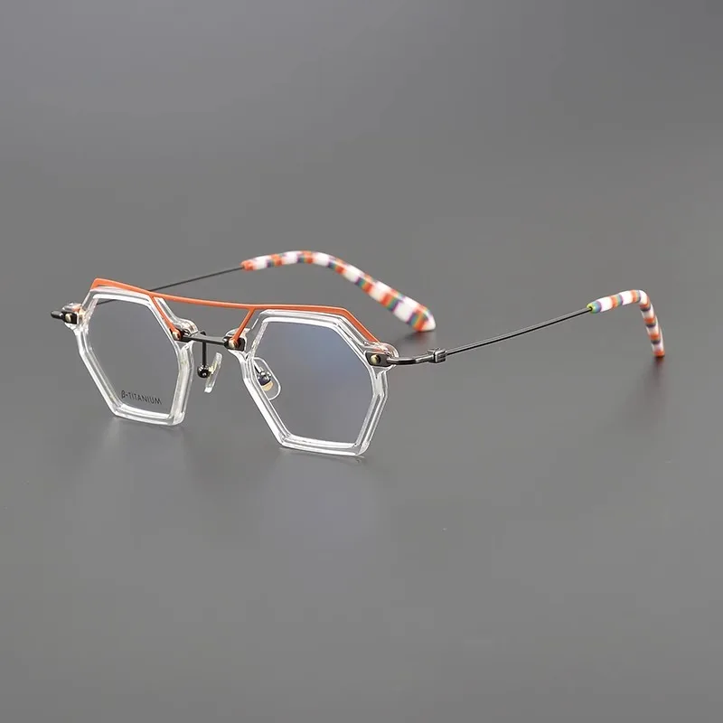 

Ultra-light Double Beam Glasses Frame High Fashion Polygon for Men Women Can Be Matched with Myopia Anti-blue Optical Eyeglasses