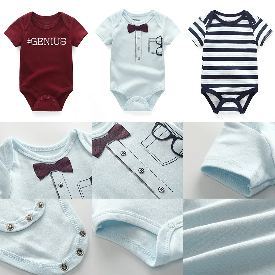 3Pcs Autumn Short Sleeve Baby Romper Cotton overalls Newborn baby clothes 3Pcs/sets boys girls jumpsuit clothing  roupas de bebe 5