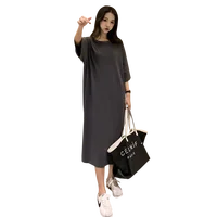 Summer New Faion Long Knee-Length Sp Dr Women's Loose plus Size Letter Home Clothes Spwear Trendy round Ne ort... - Image 5