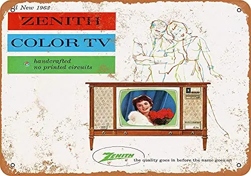 Zenith Color Tv Wall Poster Tin Sign Vintage Bbq Restaurant Dinner Room Cafe Shop Decor
