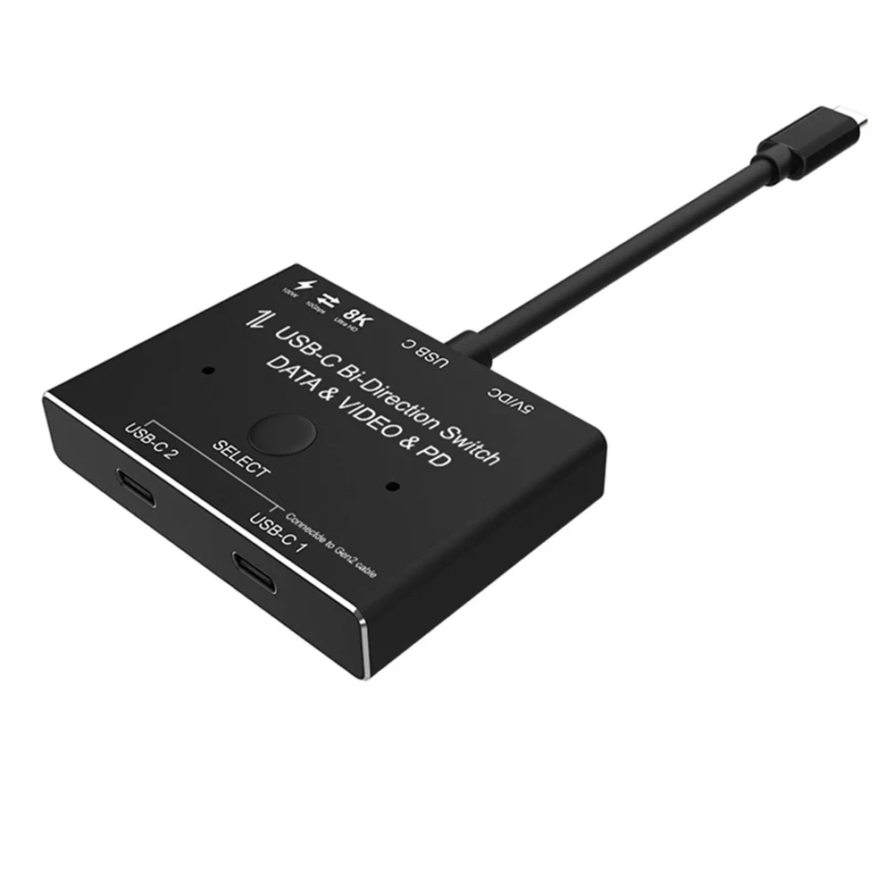 USB KVM Switch 1x2/2x1 Splitter Data Video Switcher 8K@30Hz PD 100W For PC Monitor Mobile phone