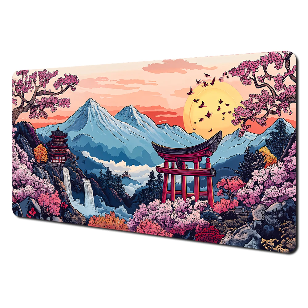 Large Red and Black Art Landscape Mouse Pad - Anti-Slip Durable Desk Mat