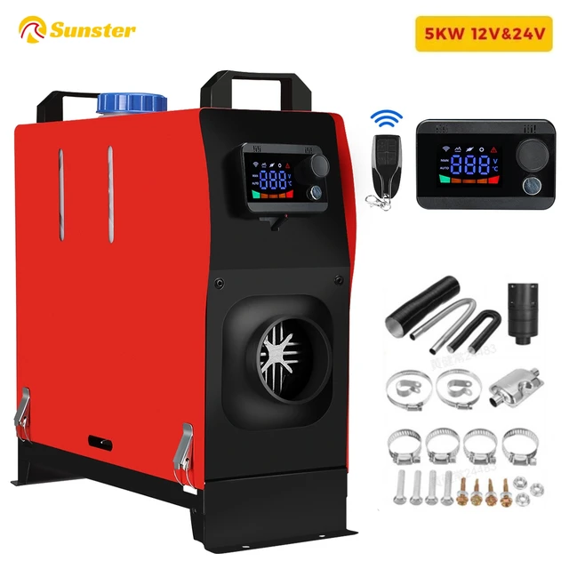 5KW Diesel Luft Heizung Alle in Einem 12V Diesel Standheizung Schalldämpfer  5000W Diesel Heizung Fernbedienung mit LCD Schalter - AliExpress