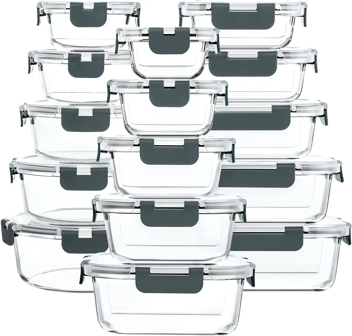 

30 Pieces Glass Food Storage Containers with Snap Locking Lids,Glass Meal Prep Containers Set - Airtight Lunch Containe