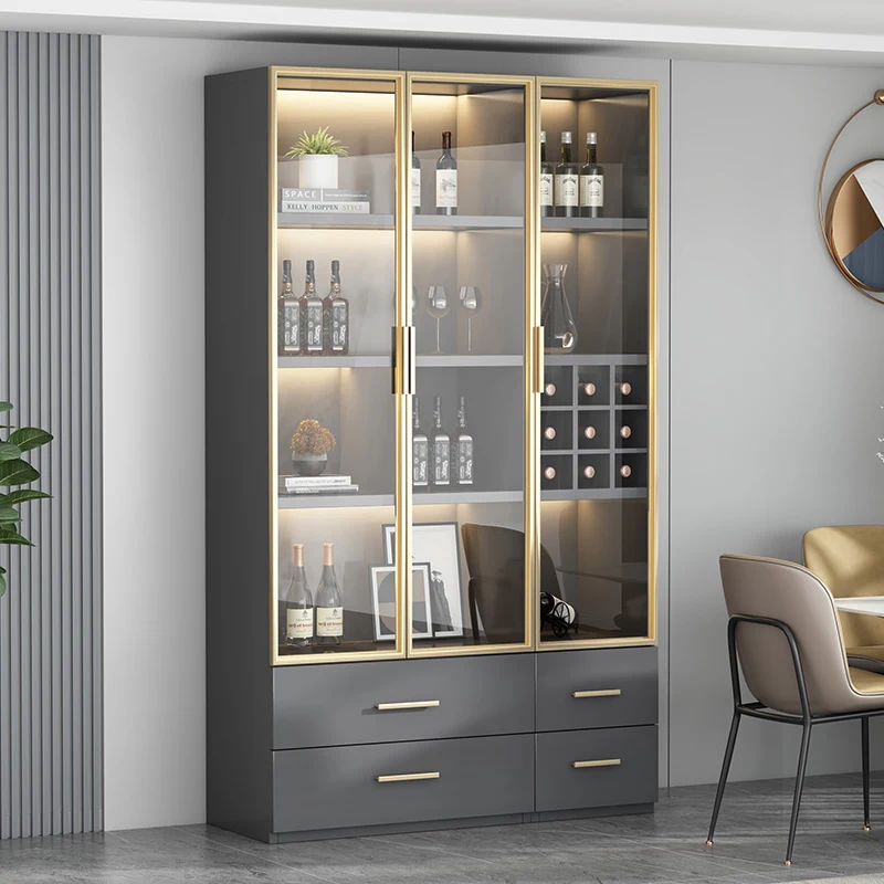 Full Kitchen Cabinet Whiskey Showcase Bar Accessories Elegant Vintage Wine Stands Antique Furniture Iron Vitrine Luxury Shelves