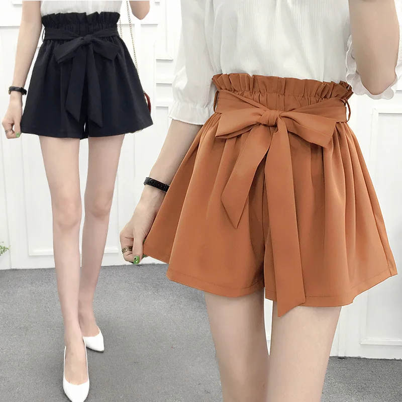 Female Shorts Summer Women Shorts High Waist Loose Chiffon Shorts - 4