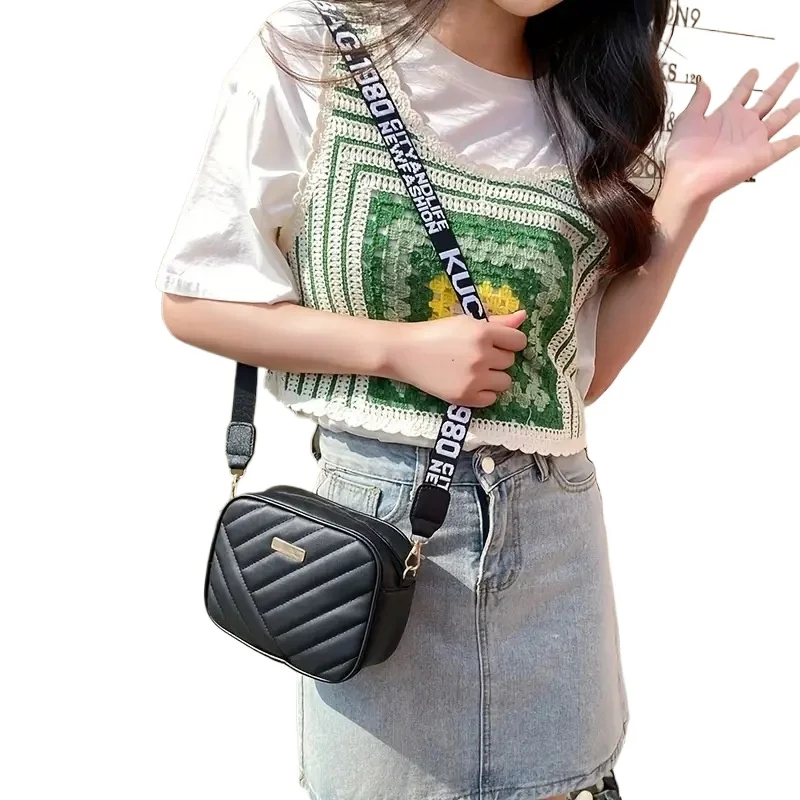 PU Camera Bag, Solid Color Ladies Bag, New Diamond Pattern Crossbody Bag for Women, Single Shoulder Mobile Phone Bag for Storage