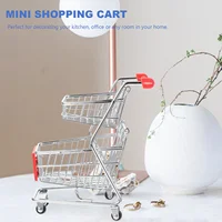 Trolley Storage Mini Shopping Cart Child Childrens Toys Carts for Groceries Kid Wrought Iron Plastic Modes 2