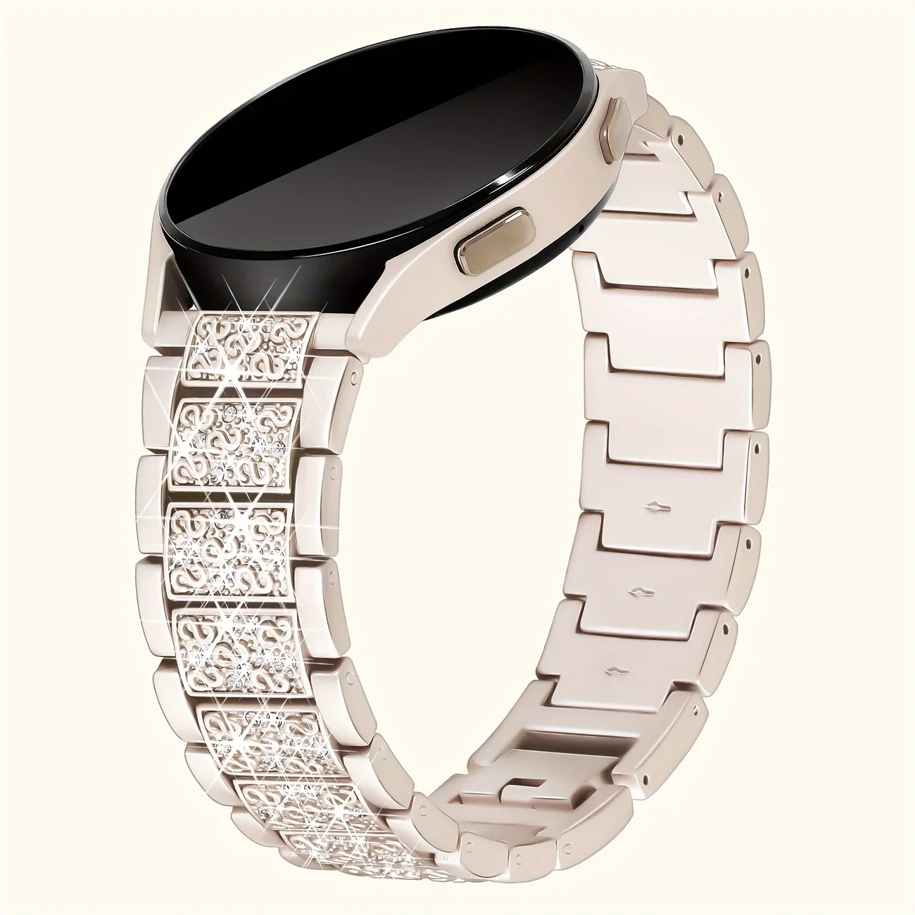Diamond Metal Link Bracelet Strap for Smartwatches - Elegant Wristband Accessory