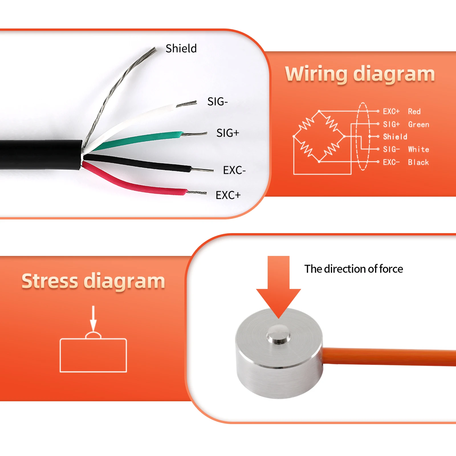 Micro Load Cell Tension Compression Force Sensor Weight Pressure Column Robotic Touch Sense System Gravity Adapts 5/10/20/30/50kg