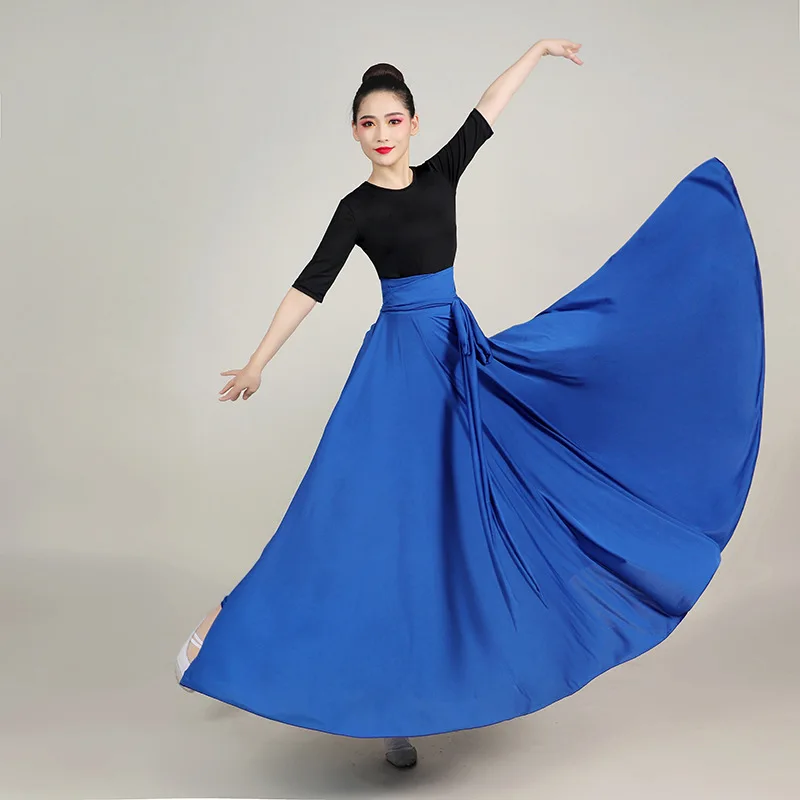 85/90/95cm Soild Color Big Swing Flamenco Skirt Women Spanish Dance Skirt Belly Dance Costume Long Dress Performance Gypsy Skirt