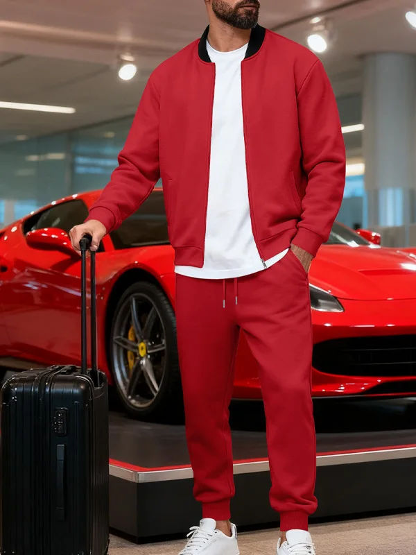 캐주얼 아메리칸 스타일 야구 점퍼 및 스포츠웨어 세트 남성용 겨울 긴팔 긴바지 레저 스포츠웨어 앙상블