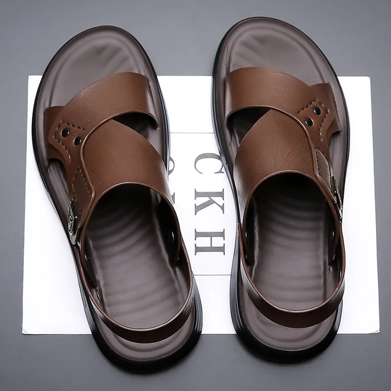 Waterproof Anti-Slip Soft Bottom Sandals Men's Summer Beach Shoes Breathable Casual Slip-On Slippers Anti-Odor Flip Flops
