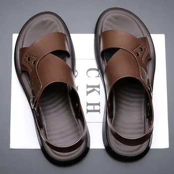 Waterproof Anti-Slip Soft Bottom Sandals Men's Summer Beach Shoes Breathable Casual Slip-On Slippers Anti-Odor Flip Flops