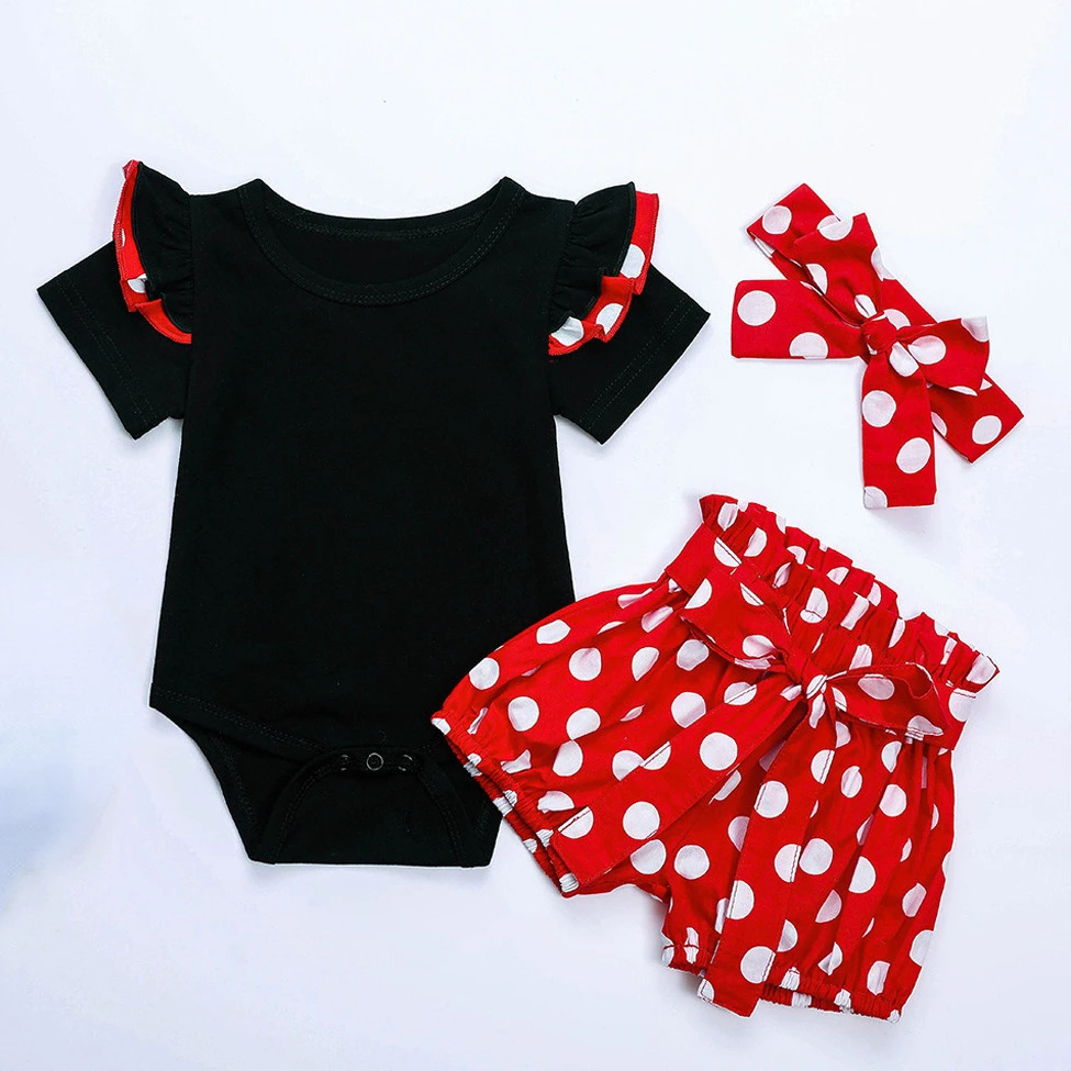 baby knitted clothing set 2022 New Baby Clothing Minnie Dress Polka Dot Cute Toddler Girl Sets Bowknot Skirts Sets Summer Newborn Baby Girl Clothes baby girl cotton clothing set Baby Clothing Set