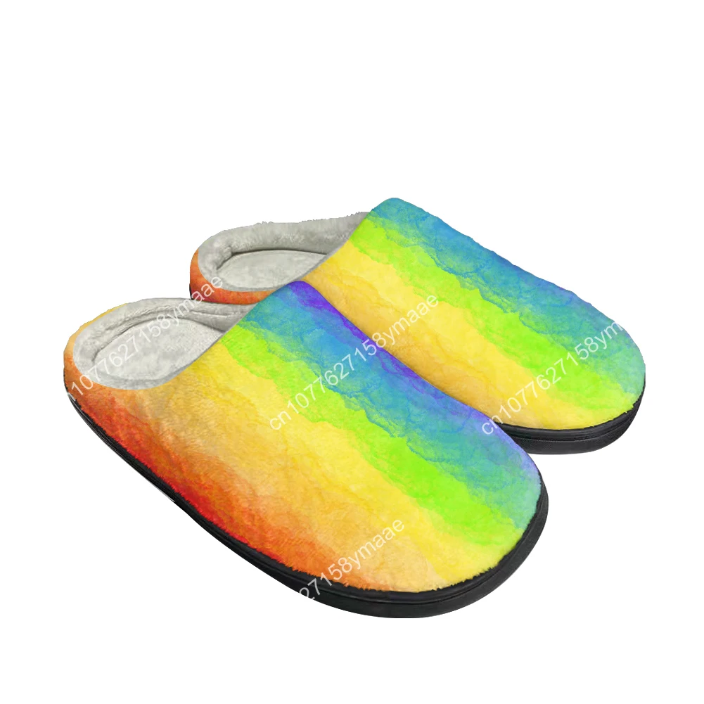 Glitter Rainbow Prid Home Cotton Custom Slippers Mens Womens Latest Sandals Bedroom Plush Indoor Keep Warm Shoes Thermal Slipper