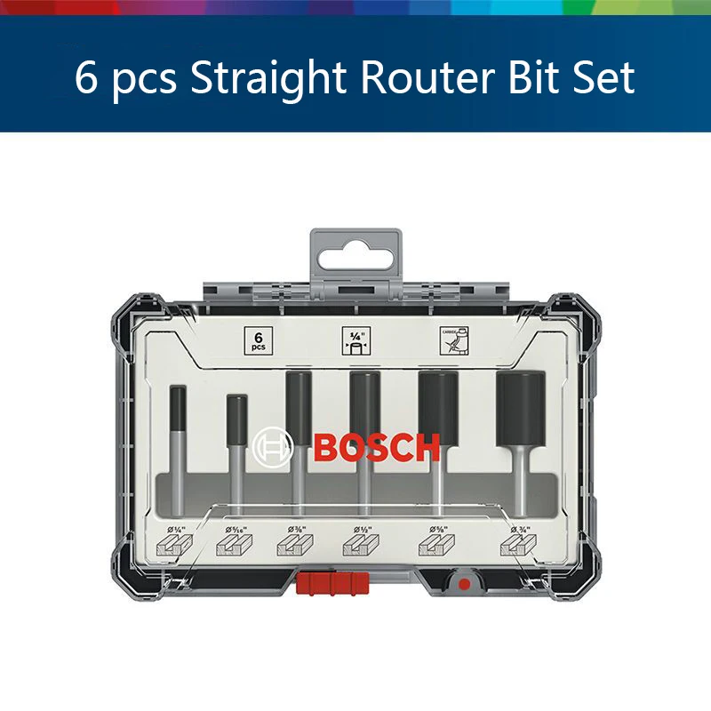 Bosch Professional 1/4in Shank Milling Cutter Router Bit Set Wood Cutter Carbide Shank Mill Woodworking Engraving 6/15/30 Pcs