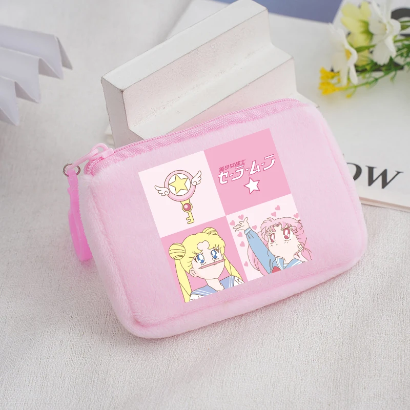 Sailor Moon Plush Coin Purse para Crianças, Carteira, Mini Desenhos Animados, Kawaii, Saco De Armazenamento, Cute Kids Handbag, Presentes de Aniversário, Meninos, Meninas