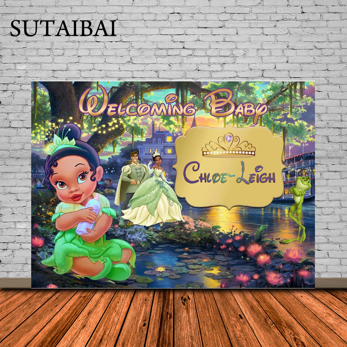 Disney Princess Tiana Photo Background Girl 1St Birthday Photography Fondale Custom Decor Banner Poster Photo Booth Background