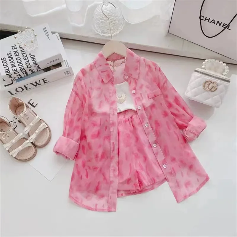 

Girls' Summer Suit Children'S Sunscreen Jacket + Shorts Two-Piece Set Girls Thin Children'S Clothing Clothes