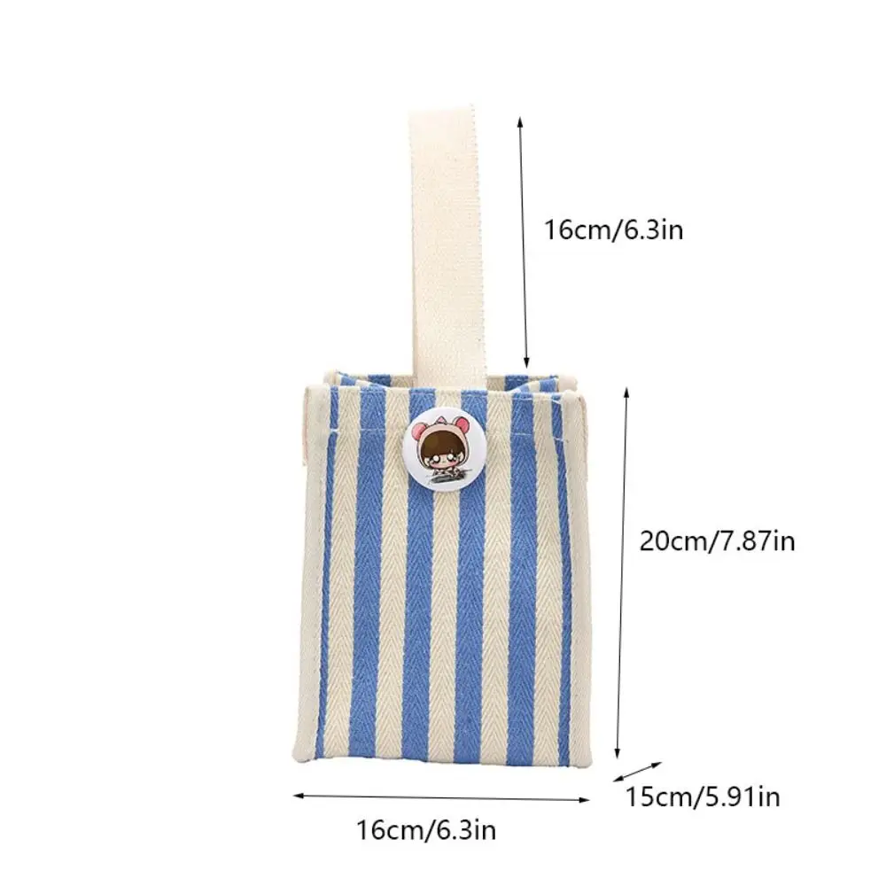 Cartoon Tote Bag Casual with Short Handle Striped Messenger Bag Canvas Lunch Bag Travel